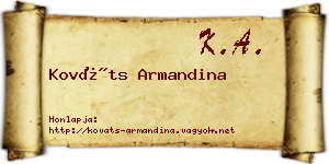 Kováts Armandina névjegykártya